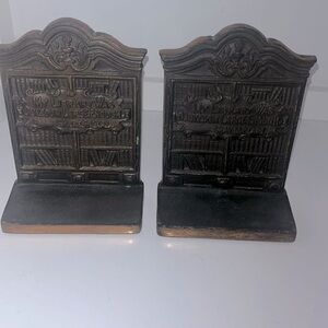Set of vintage Heavy metal book ends with Shakespeare quote
